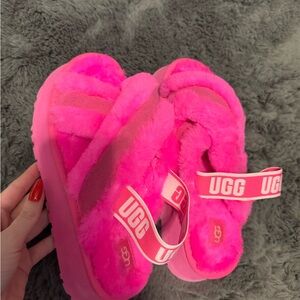 UGG Fluffy Neon Pink Slippers